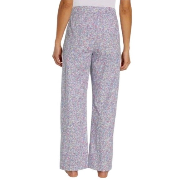 GAP 2pk Women's L (10/12) Cotton Relaxed PJ Pajama Pant Purple Floral Stripe NWT - Picture 6 of 11